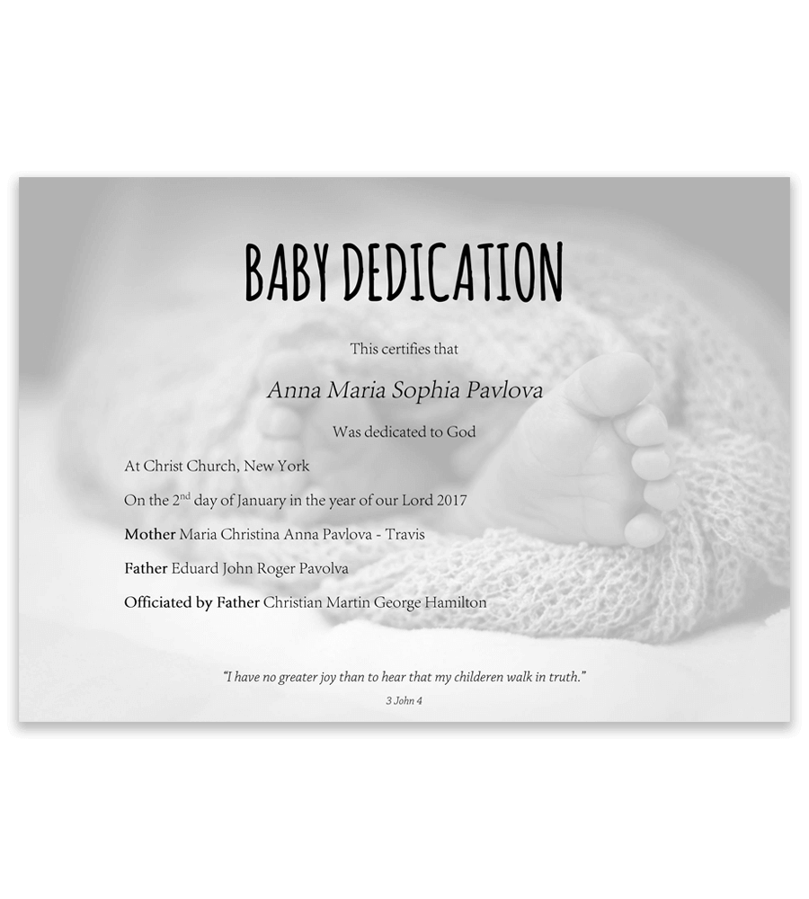 Baby Dedication Certificate Template for Word [Free Printable]