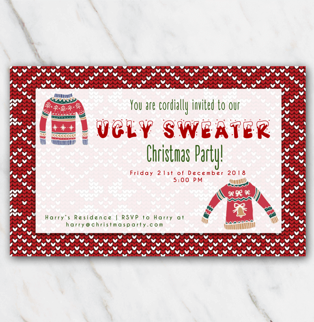 FREE template for an Ugly Christmas Sweater Party